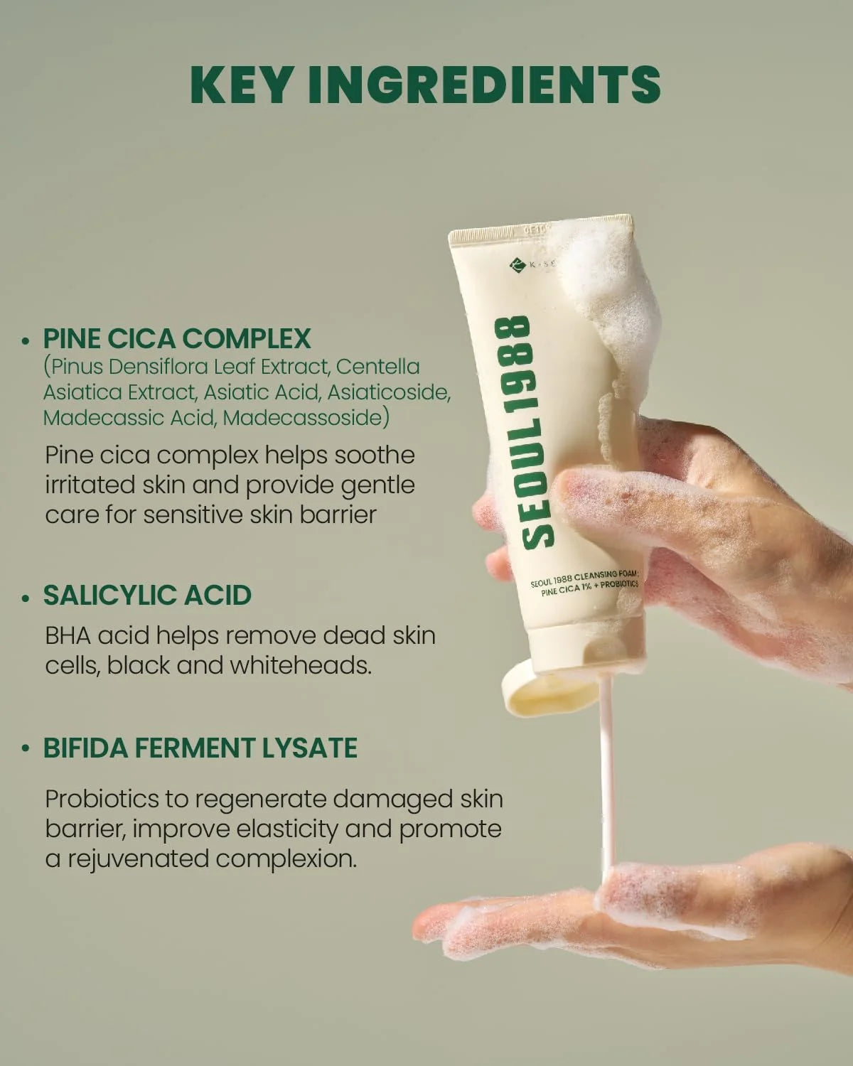 Seoul 1988 Cleansing Foam (Pine Cica 1% + Probiotics)