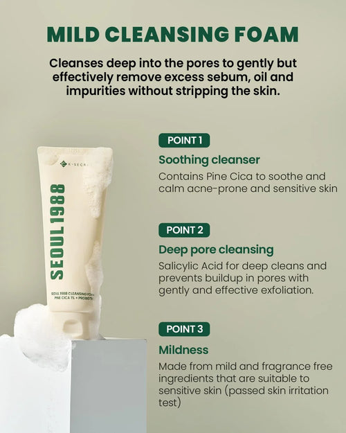Seoul 1988 Cleansing Foam (Pine Cica 1% + Probiotics)